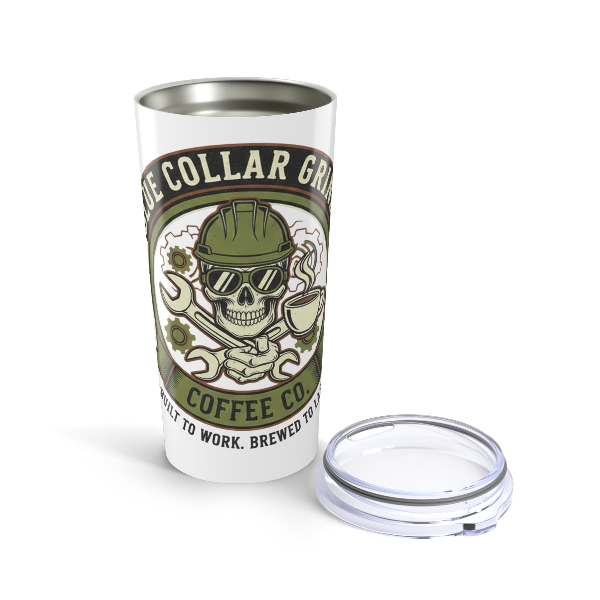 Blue Collar Grinds Coffee Co. 20oz. Insulated Travel Mug — Skull Logo