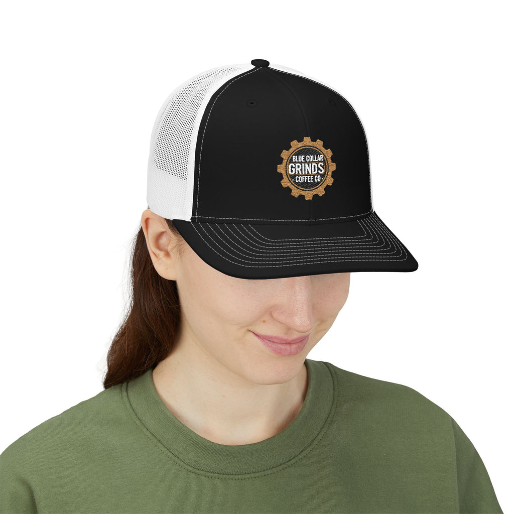 Blue Collar Grinds Coffee Co. Embroidered Trucker Cap — Gear Patch