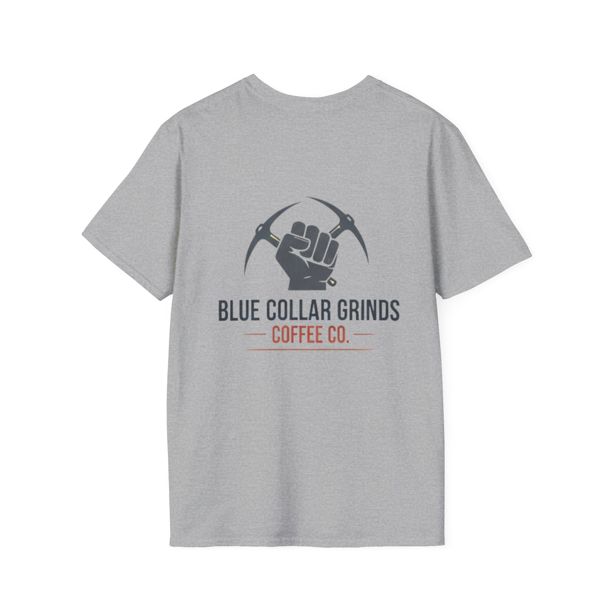 Blue Collar Grinds Coffee Co. T‑Shirt — Bold Back Logo Workwear Tee
