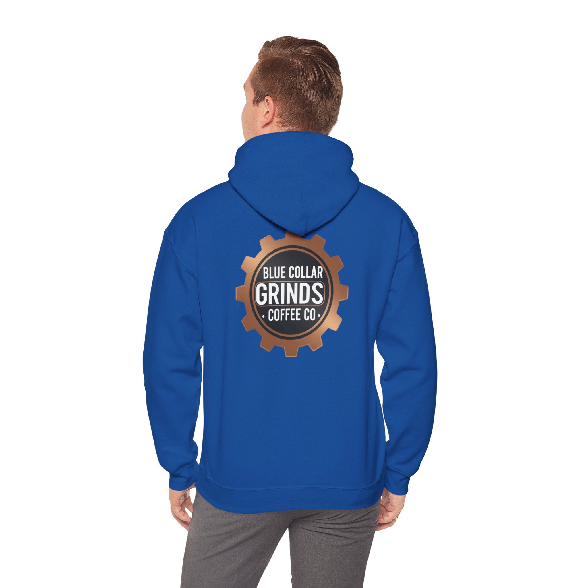 Blue Collar Grinds Coffee Co. Hoodie — Workwear Logo Pullover