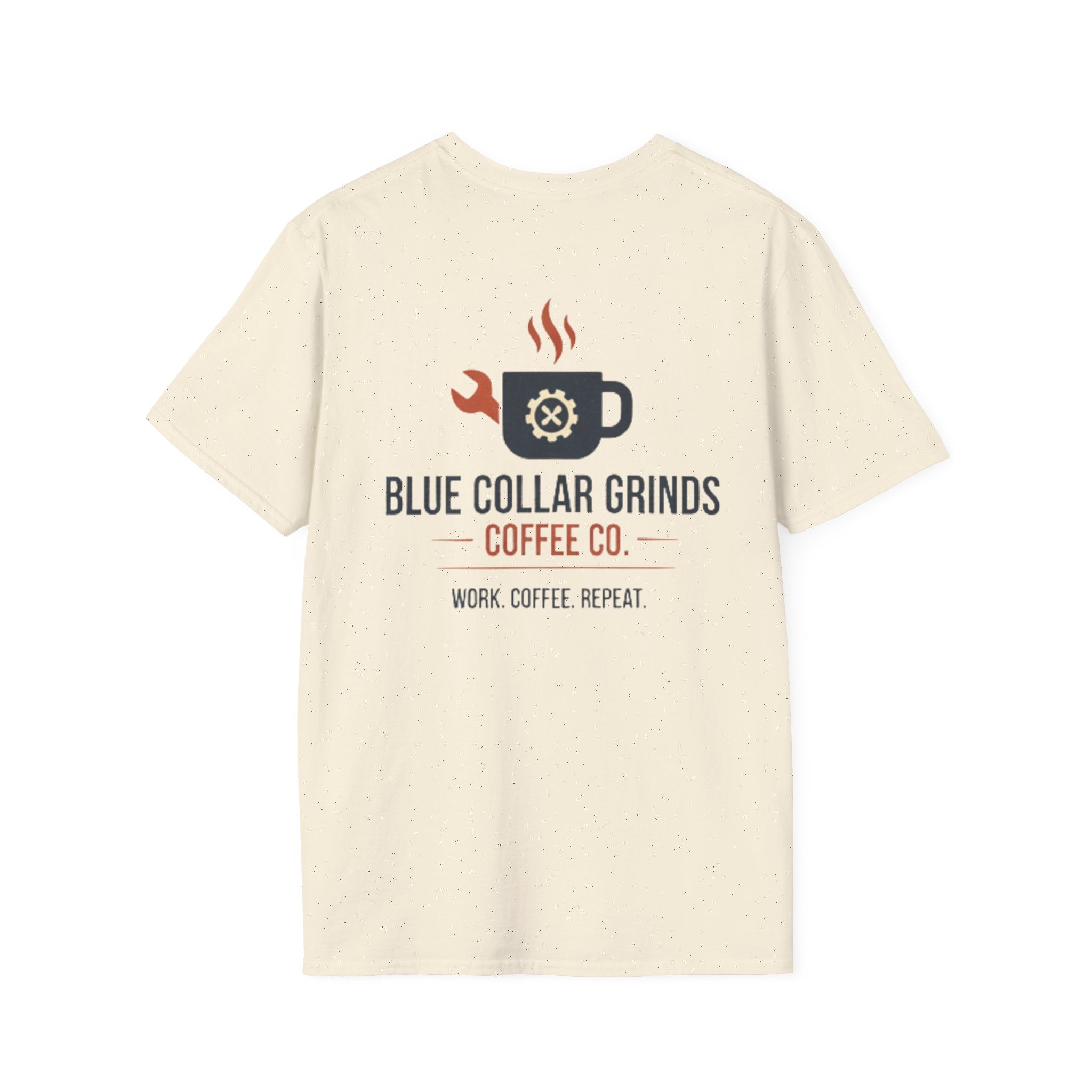 Blue Collar Grinds Coffee Co. T-Shirt — Work. Coffee. Repeat. Back Graphic Tee