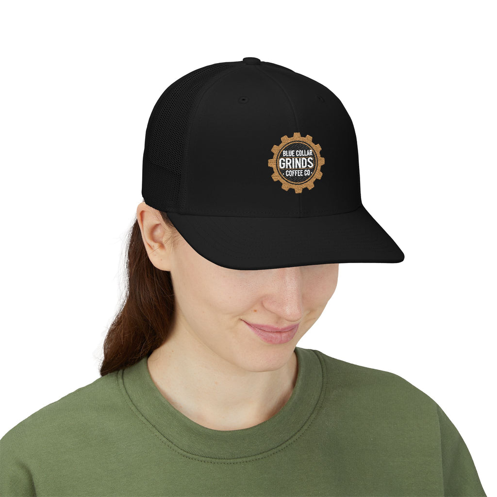 Blue Collar Grinds Coffee Co. Embroidered Trucker Cap — Gear Patch