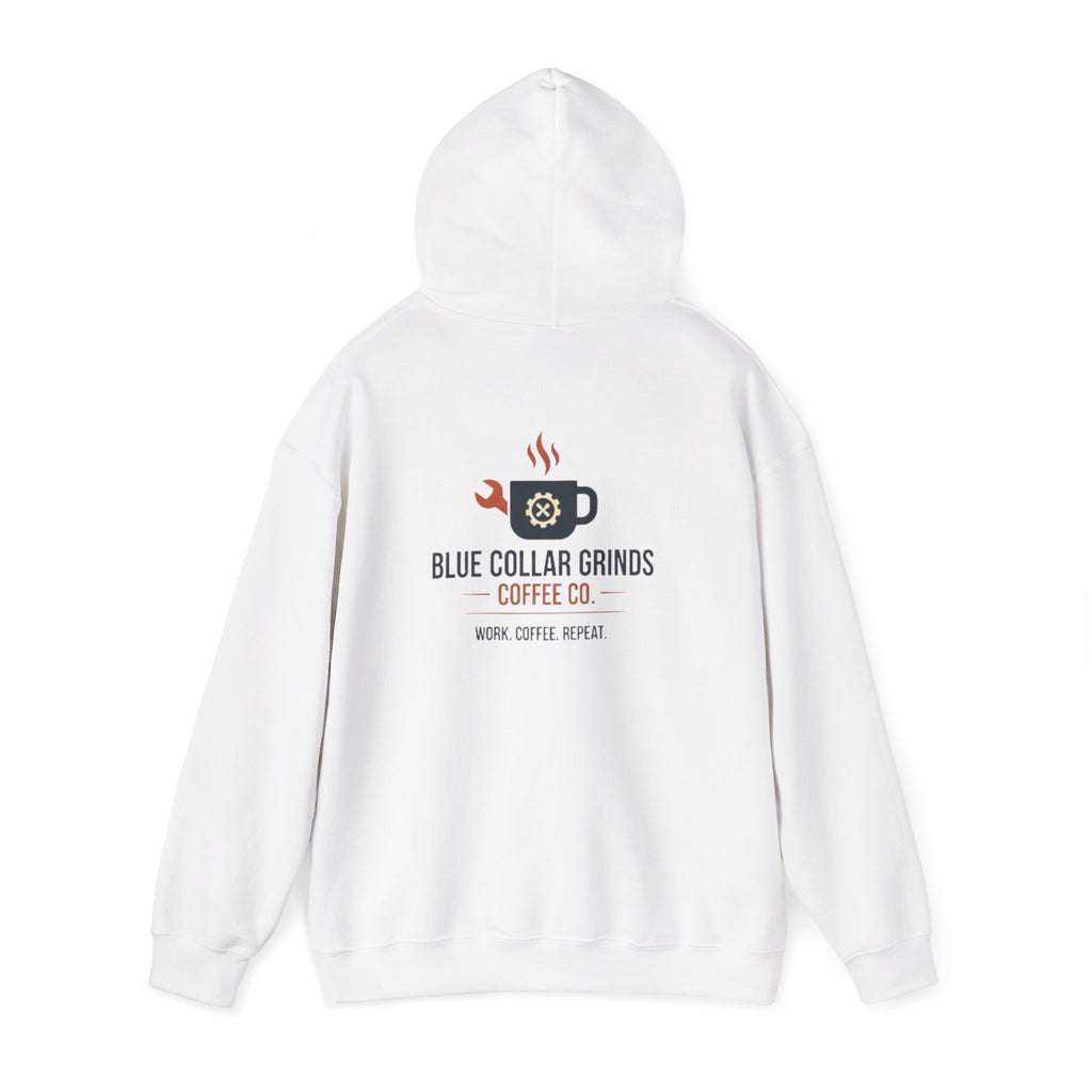Blue Collar Grinds Coffee Co. Hoodie – Work. Coffee. Repeat. Graphic Pullover