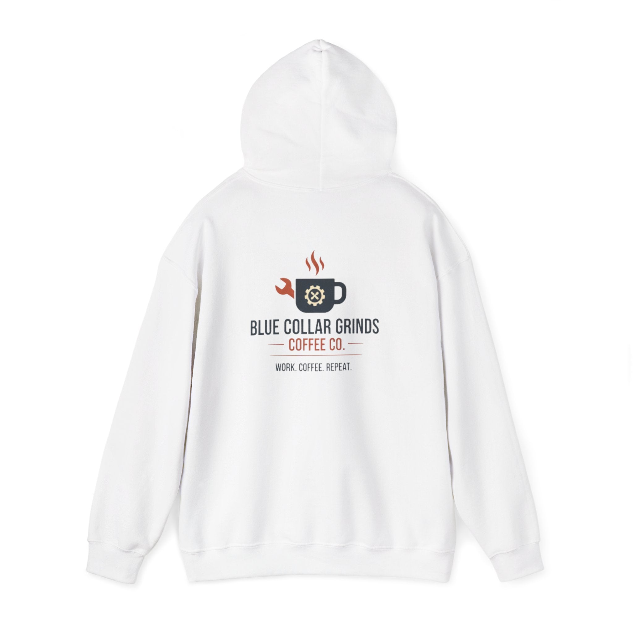 Blue Collar Grinds Coffee Co. Hoodie – Work. Coffee. Repeat. Graphic Pullover