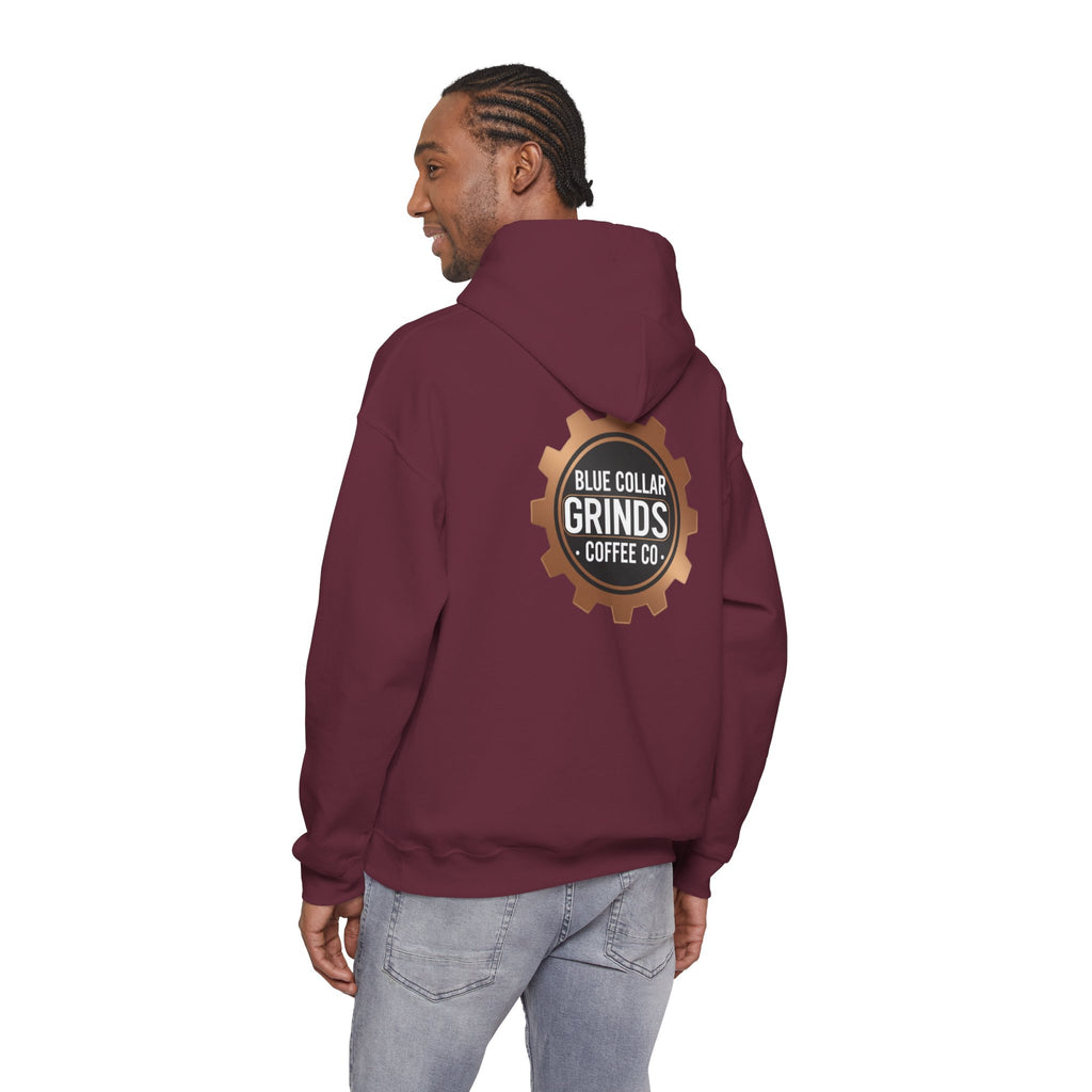 Blue Collar Grinds Coffee Co. Hoodie — Workwear Logo Pullover