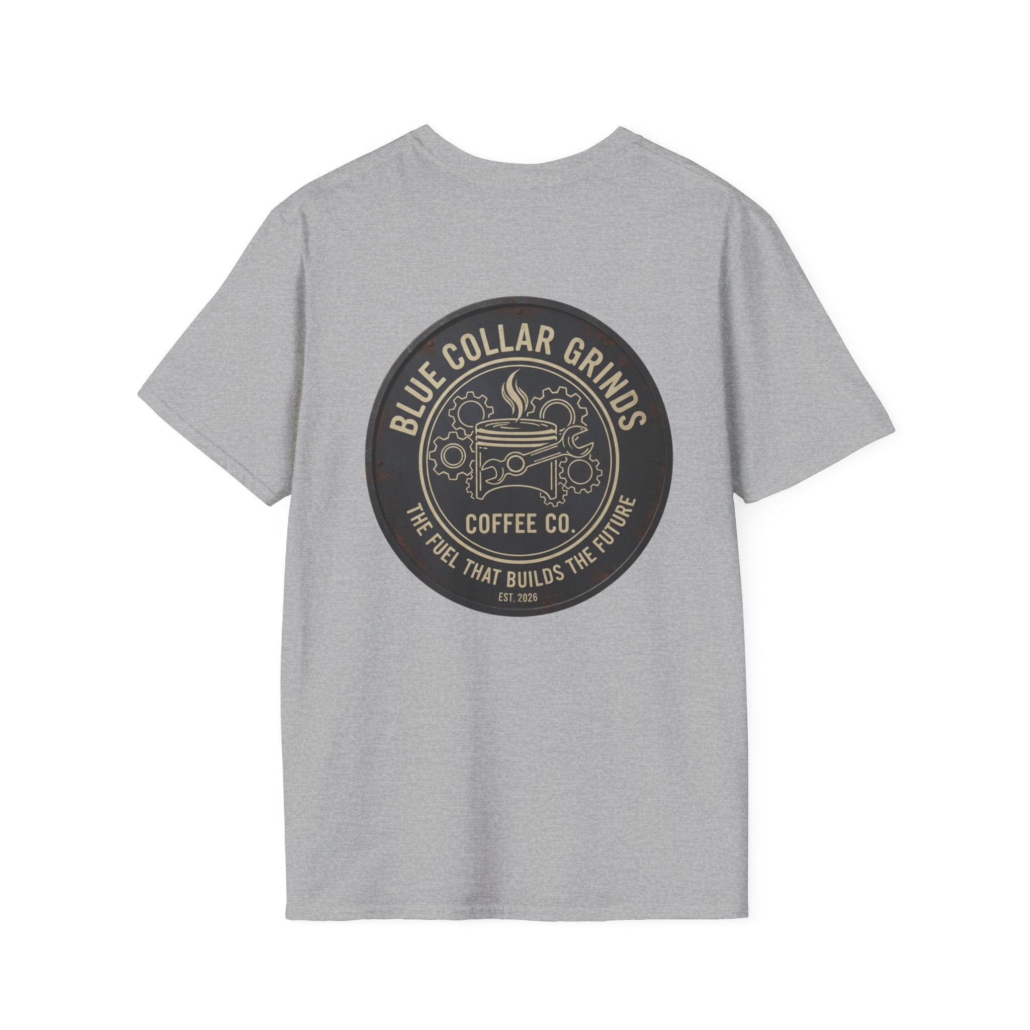Blue Collar Grinds Coffee Co. T-Shirt — Vintage Workwear Coffee Logo Tee