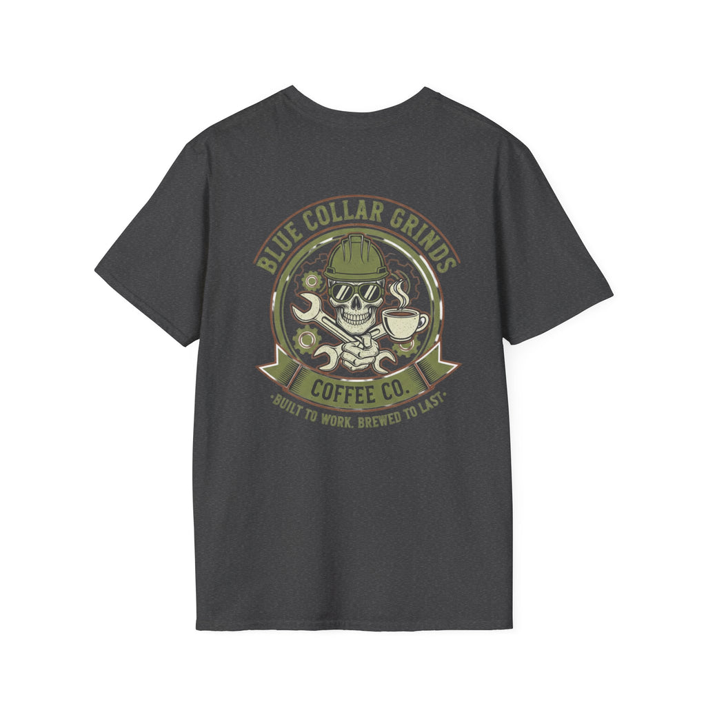 Blue Collar Grinds Coffee Co. - T-Shirt - Skull with Hard Hat & Coffee
