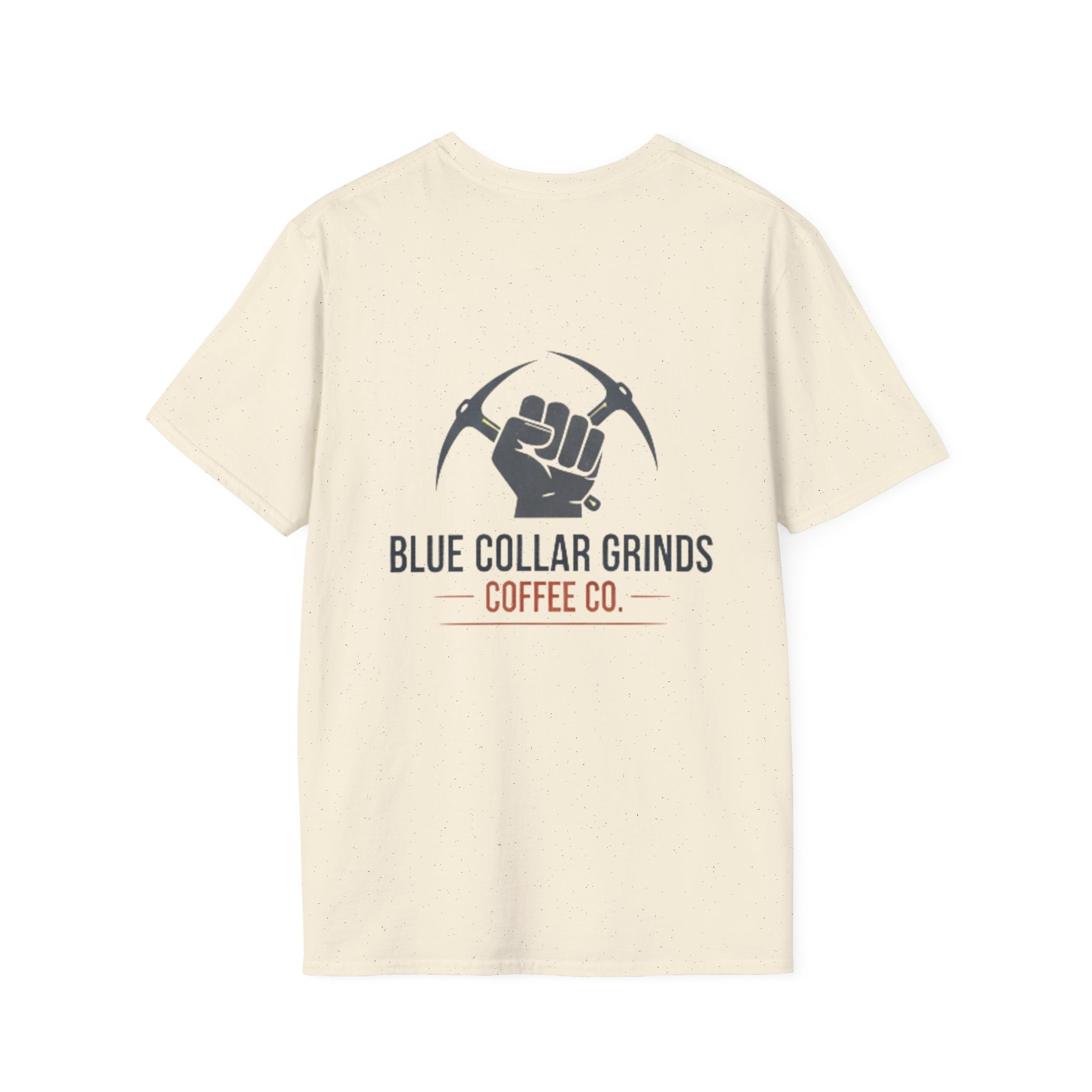 Blue Collar Grinds Coffee Co. T‑Shirt — Bold Back Logo Workwear Tee