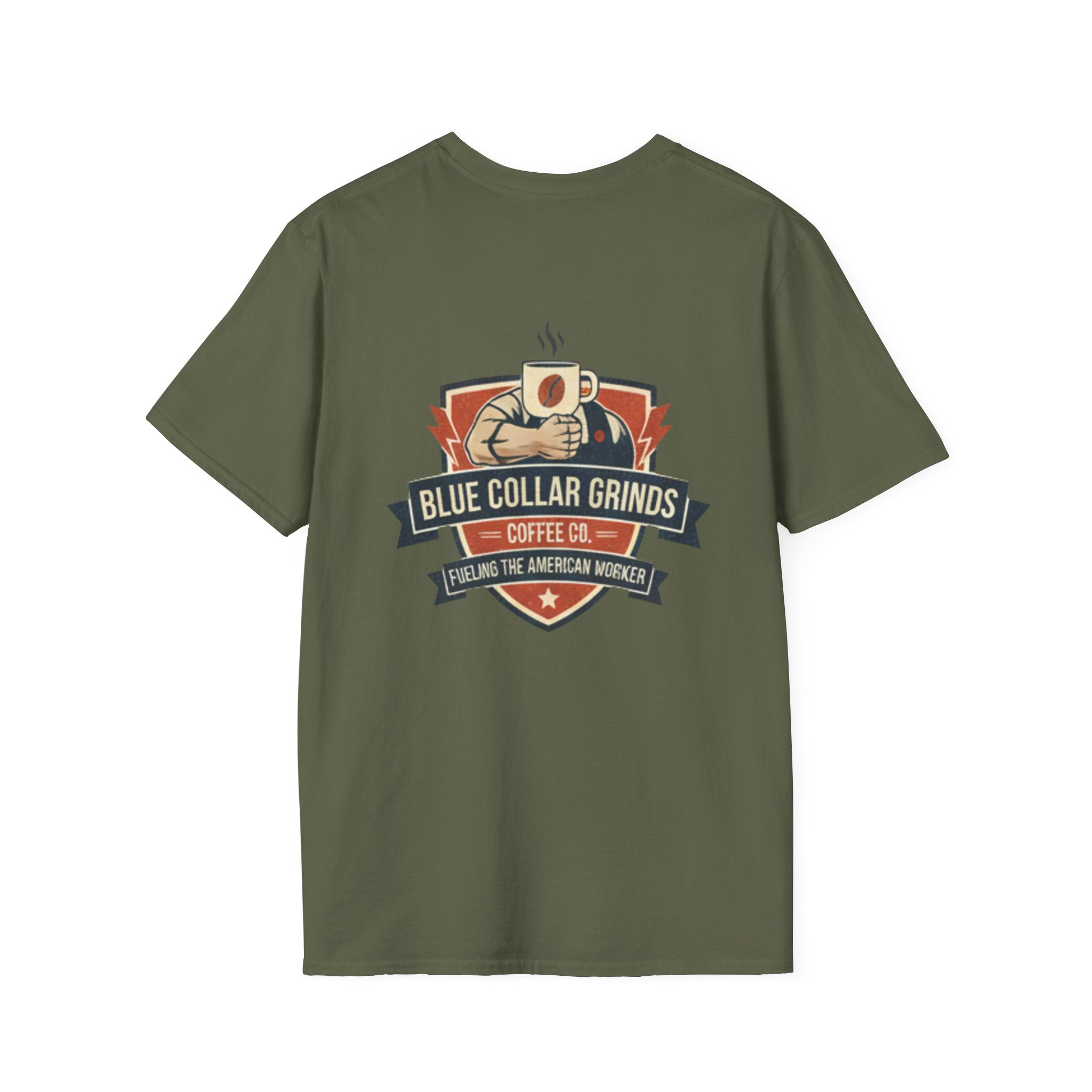 Blue Collar Grinds Coffee Co. T-Shirt — Vintage Worker's Coffee Graphic Tee