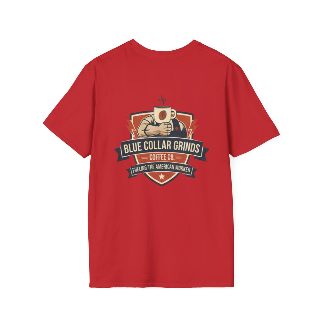 Blue Collar Grinds Coffee Co. T-Shirt — Vintage Worker's Coffee Graphic Tee