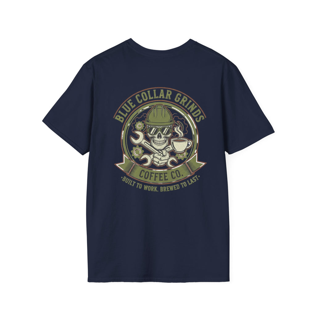Blue Collar Grinds Coffee Co. - T-Shirt - Skull with Hard Hat & Coffee
