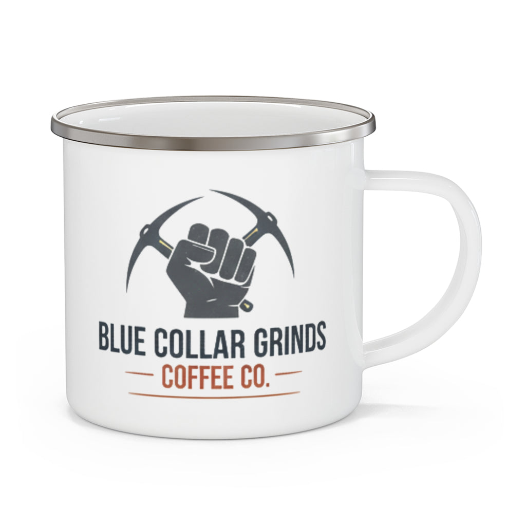 Blue Collar Grinds Coffee Co. Enamel Camping Mug — Outdoor Coffee Cup