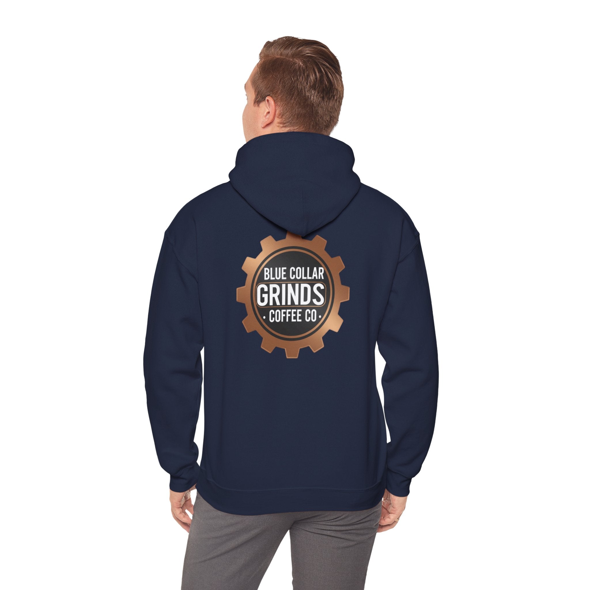 Blue Collar Grinds Coffee Co. Hoodie — Workwear Logo Pullover