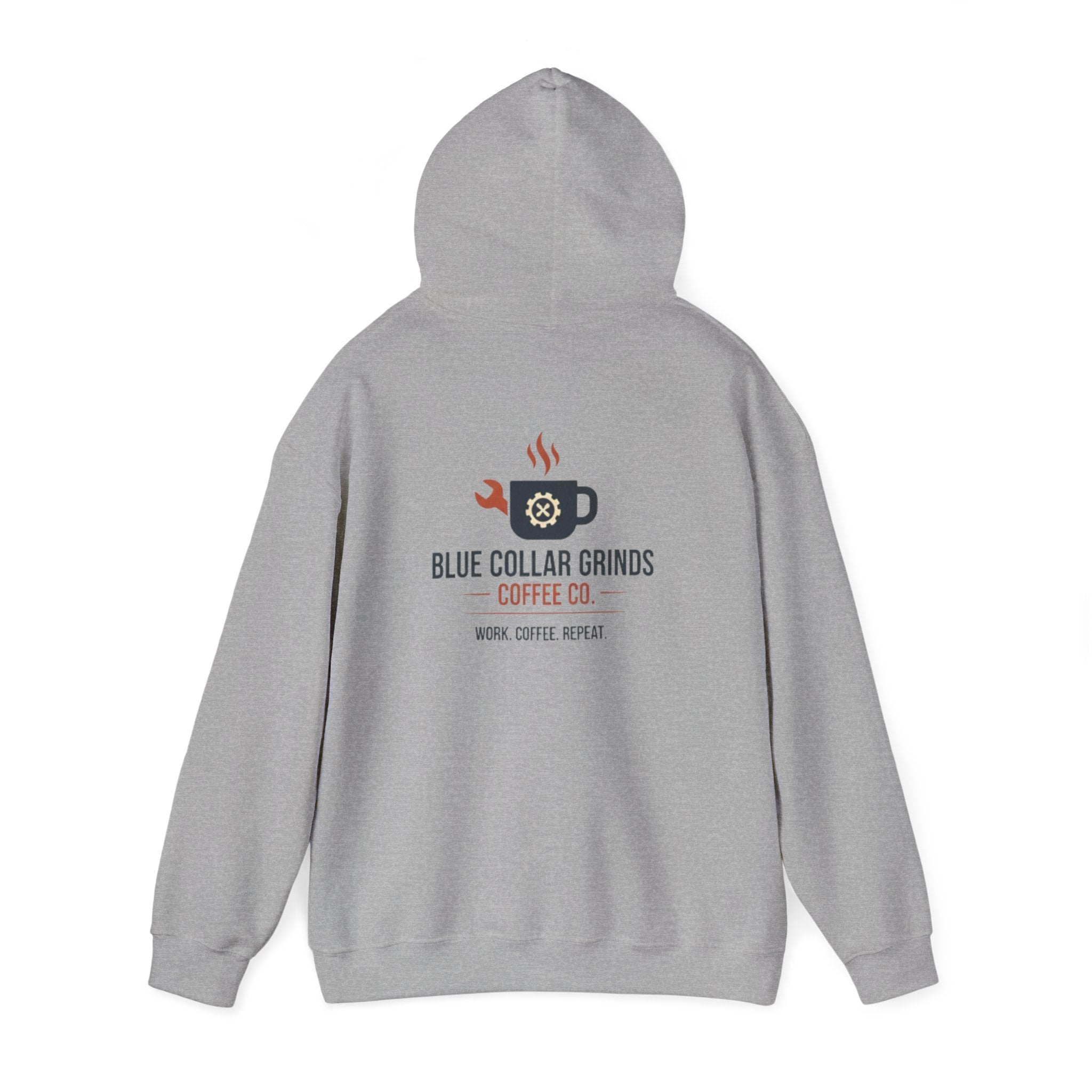 Blue Collar Grinds Coffee Co. Hoodie – Work. Coffee. Repeat. Graphic Pullover