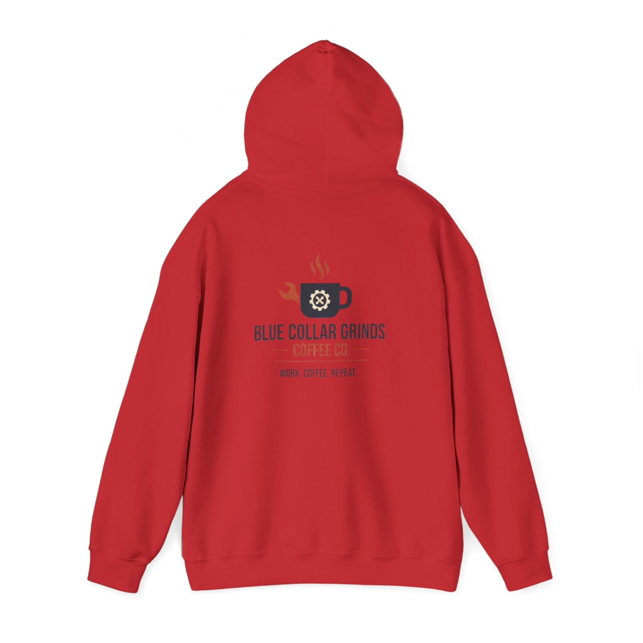 Blue Collar Grinds Coffee Co. Hoodie – Work. Coffee. Repeat. Graphic Pullover