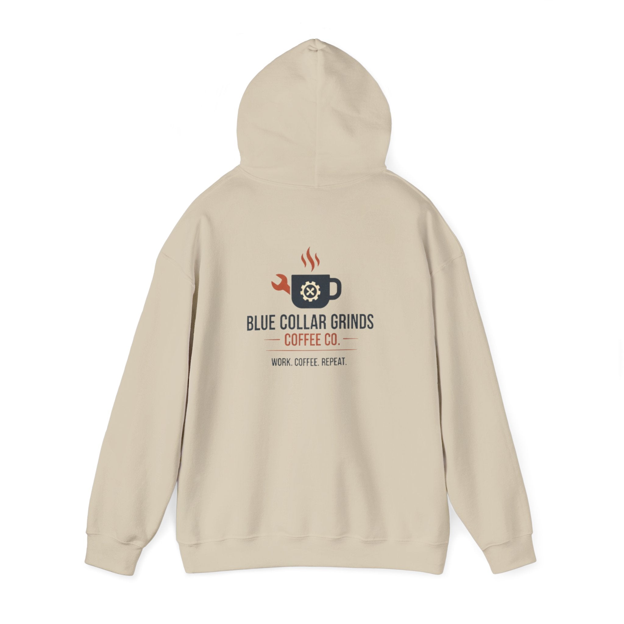 Blue Collar Grinds Coffee Co. Hoodie – Work. Coffee. Repeat. Graphic Pullover