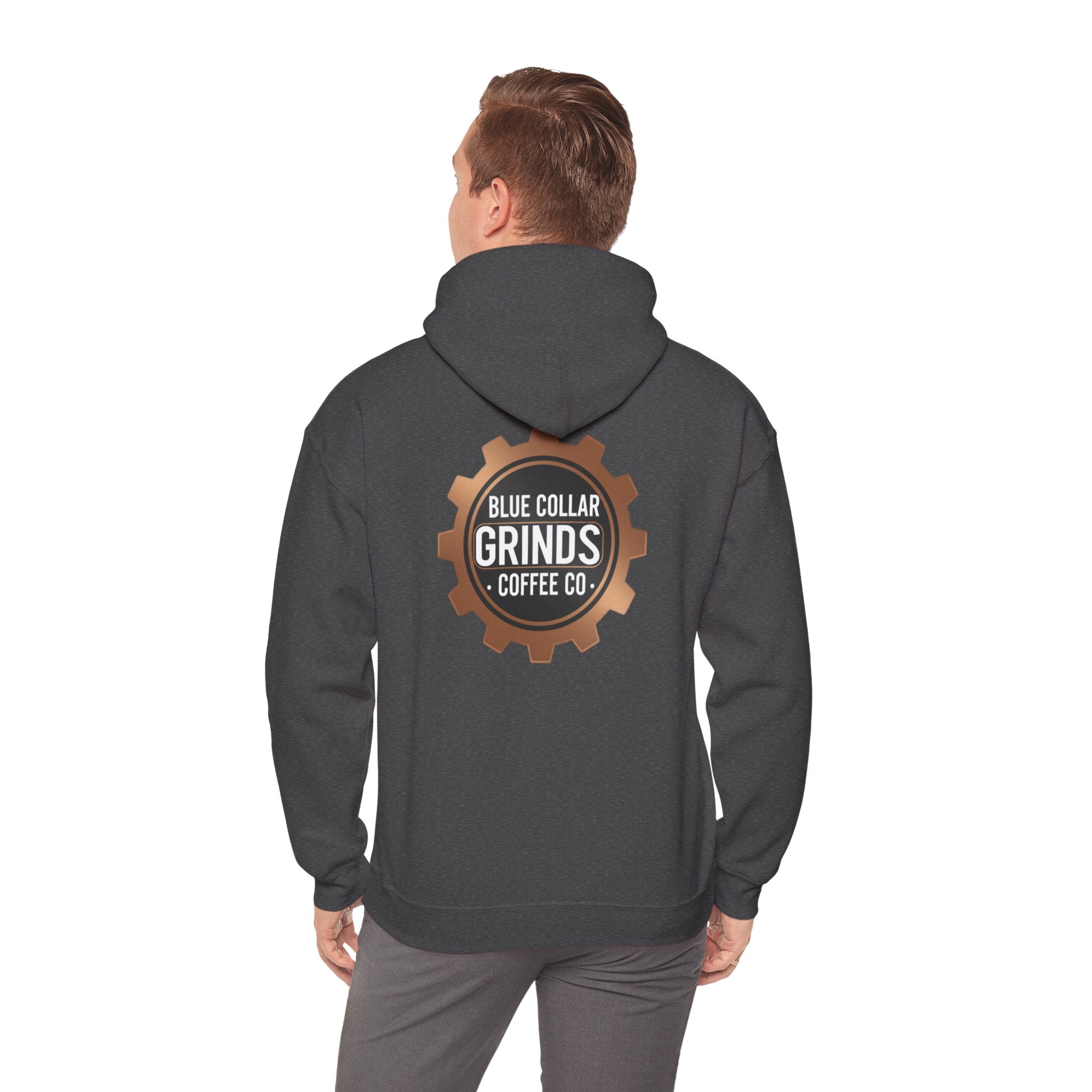 Blue Collar Grinds Coffee Co. Hoodie — Workwear Logo Pullover
