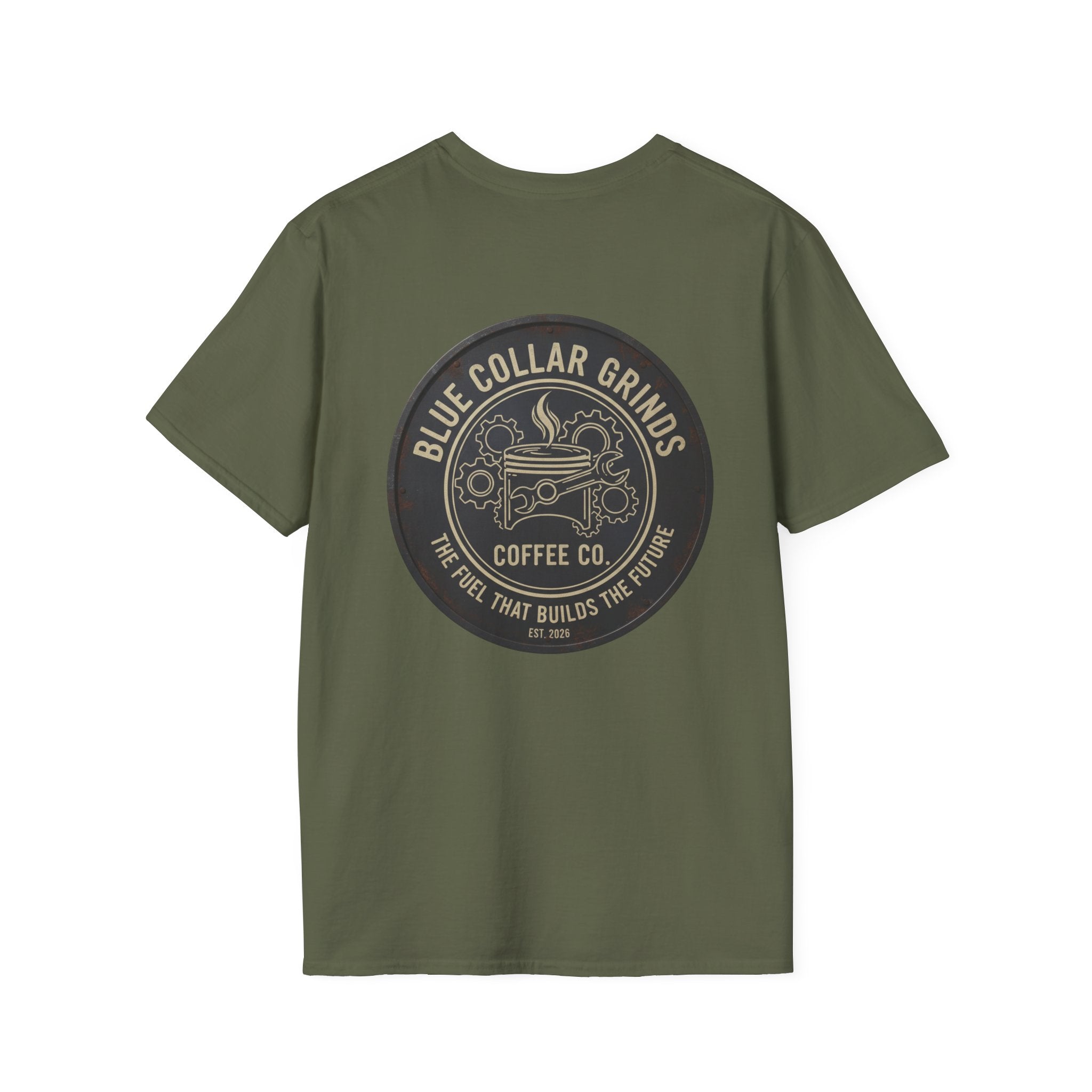 Blue Collar Grinds Coffee Co. T-Shirt — Vintage Workwear Coffee Logo Tee