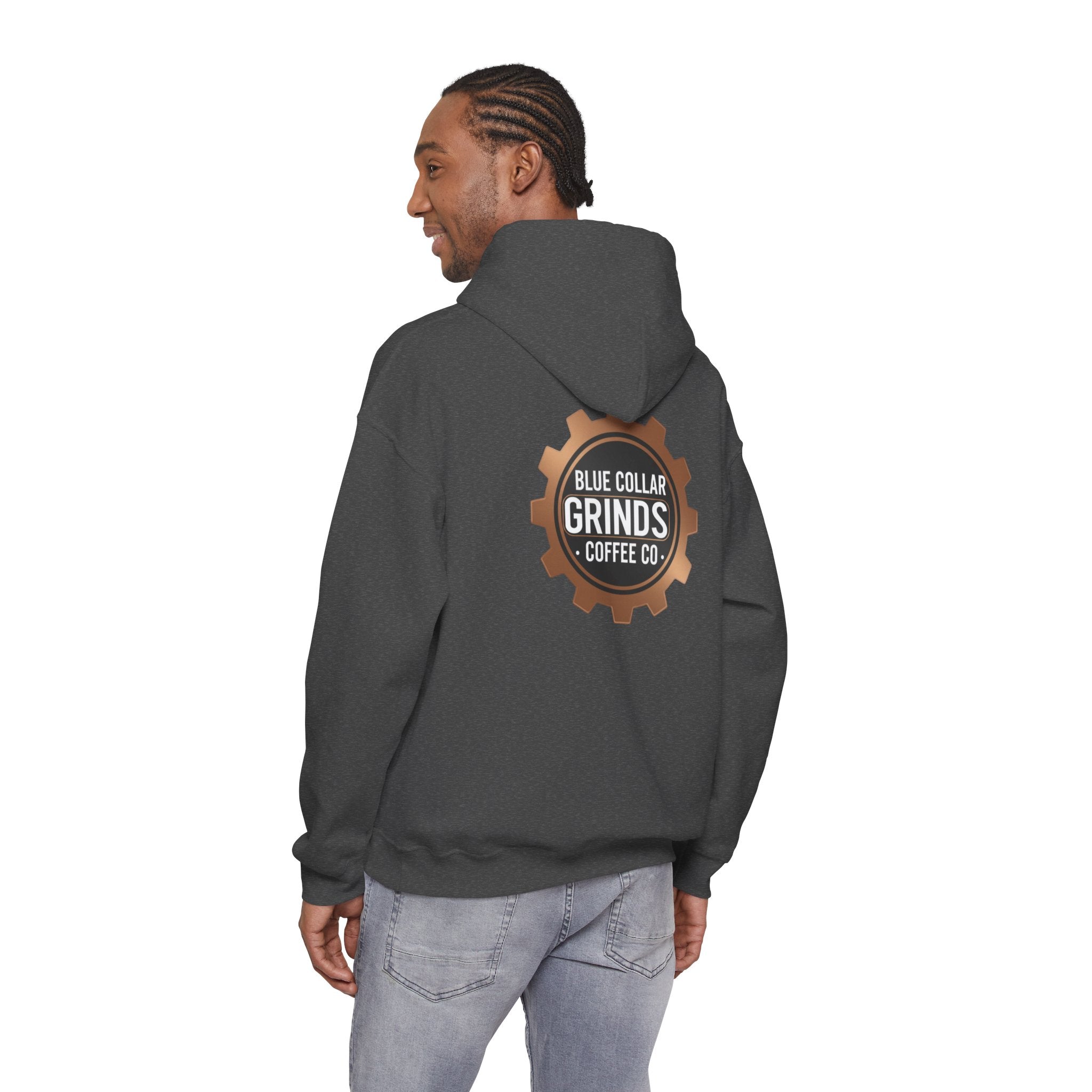 Blue Collar Grinds Coffee Co. Hoodie — Workwear Logo Pullover