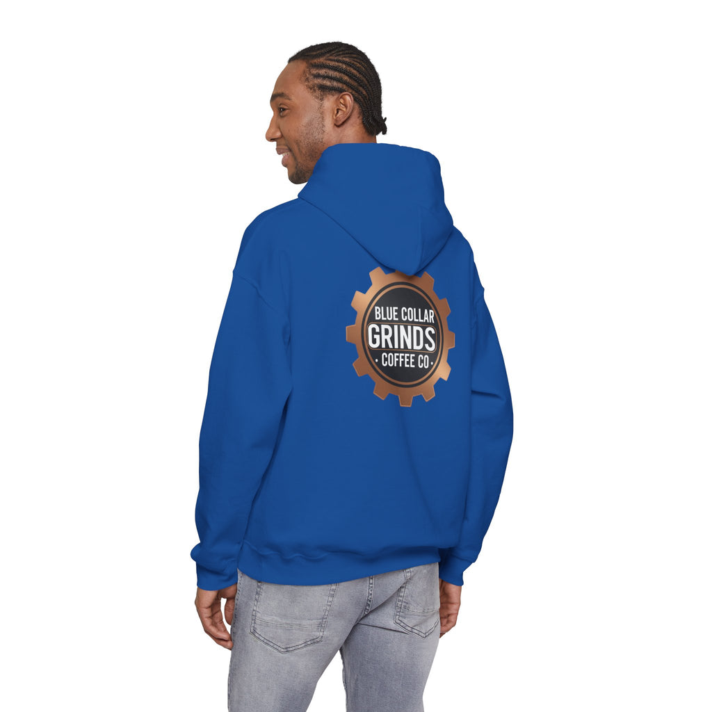 Blue Collar Grinds Coffee Co. Hoodie — Workwear Logo Pullover
