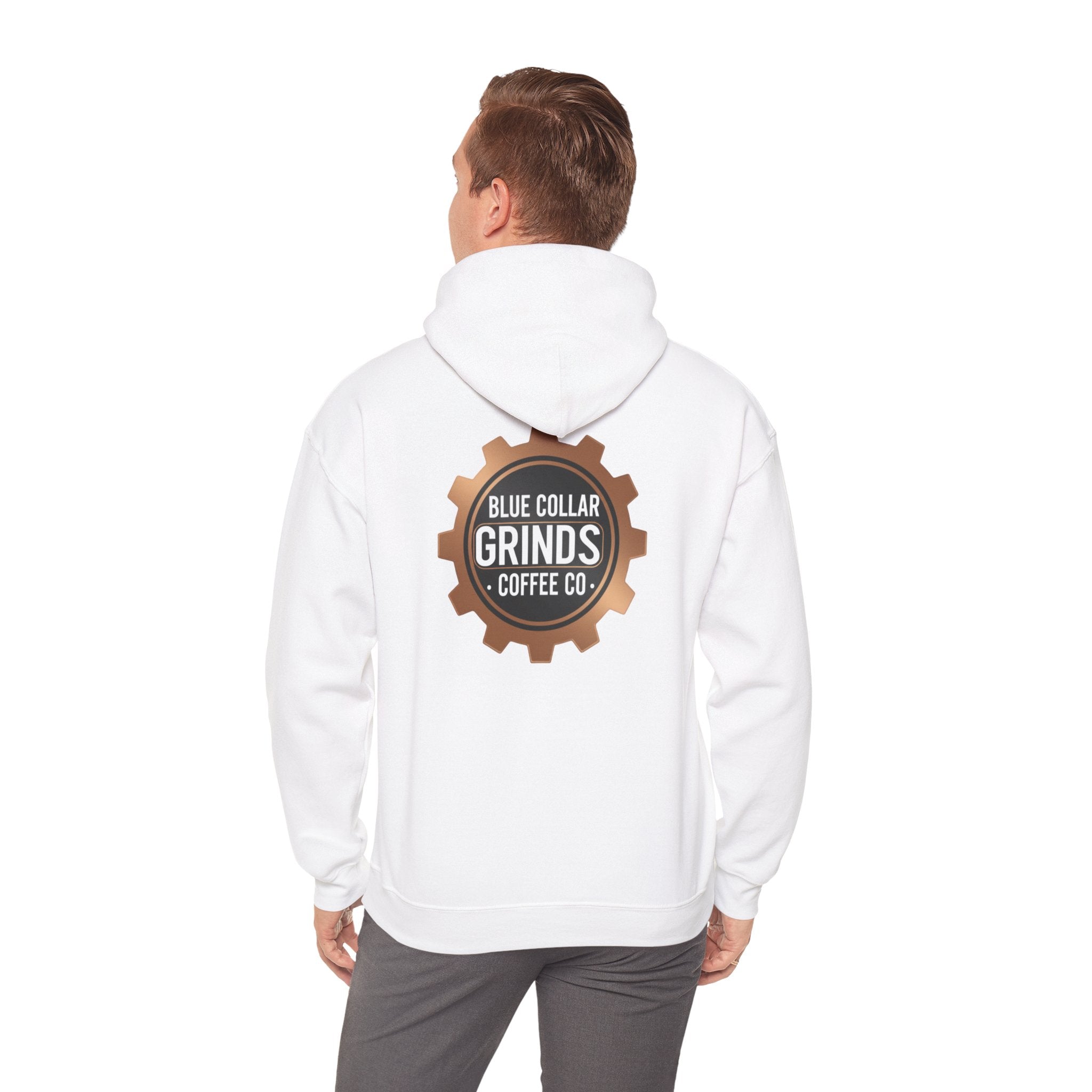 Blue Collar Grinds Coffee Co. Hoodie — Workwear Logo Pullover