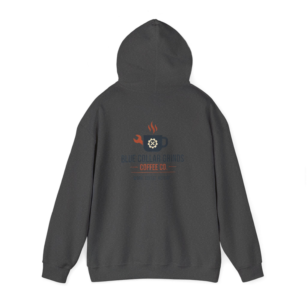 Blue Collar Grinds Coffee Co. Hoodie – Work. Coffee. Repeat. Graphic Pullover