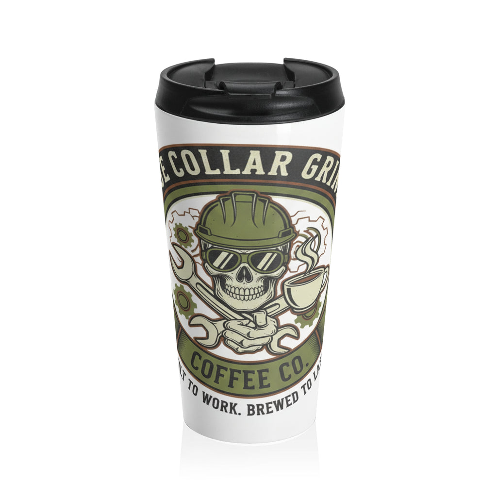 Blue Collar Grinds Coffee Co. Stainless Steel Travel Mug - Skull & Tools