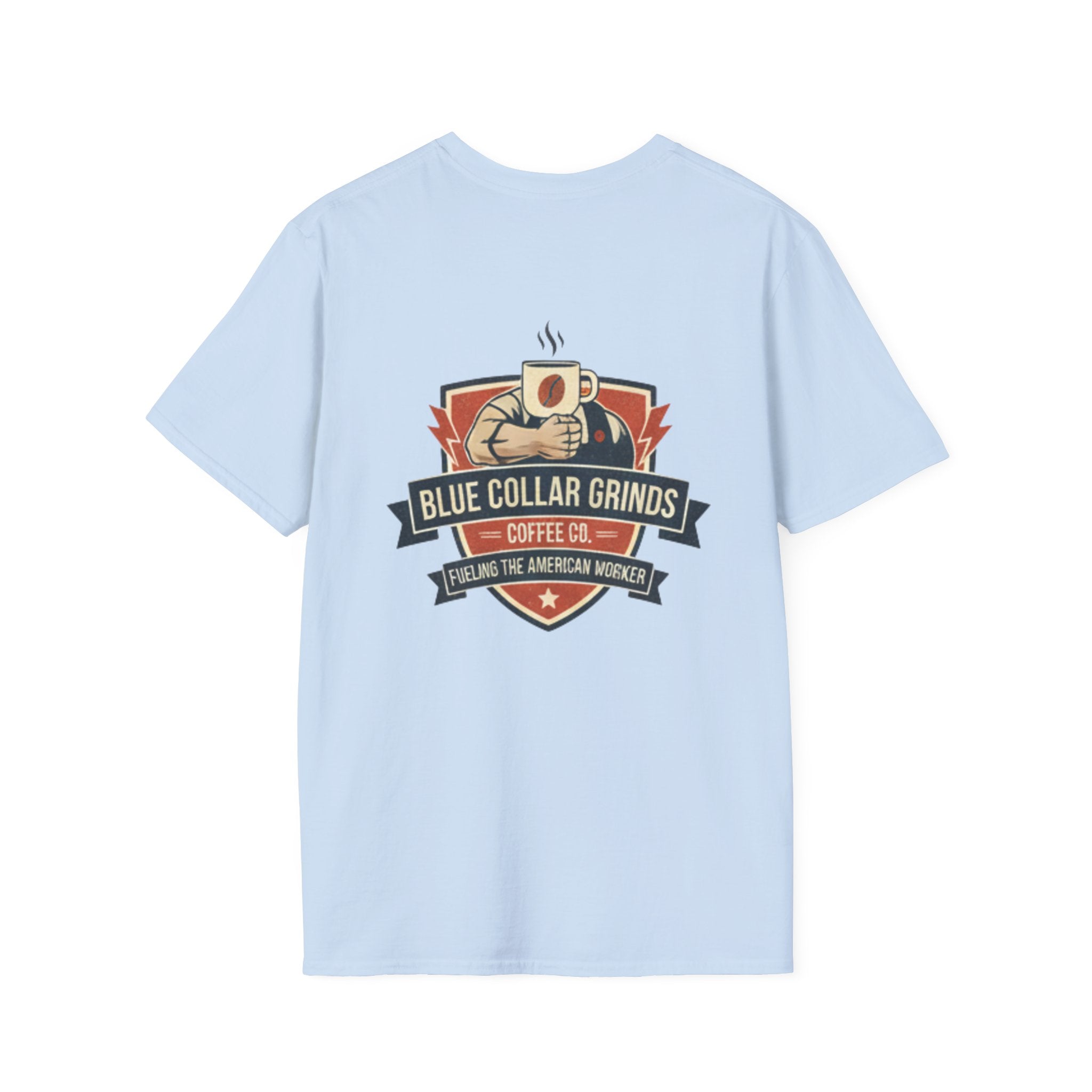 Blue Collar Grinds Coffee Co. T-Shirt — Vintage Worker's Coffee Graphic Tee
