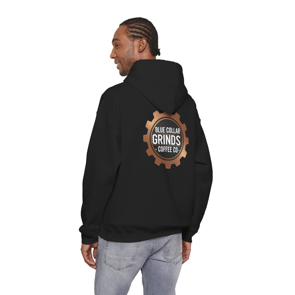 Blue Collar Grinds Coffee Co. Hoodie — Workwear Logo Pullover