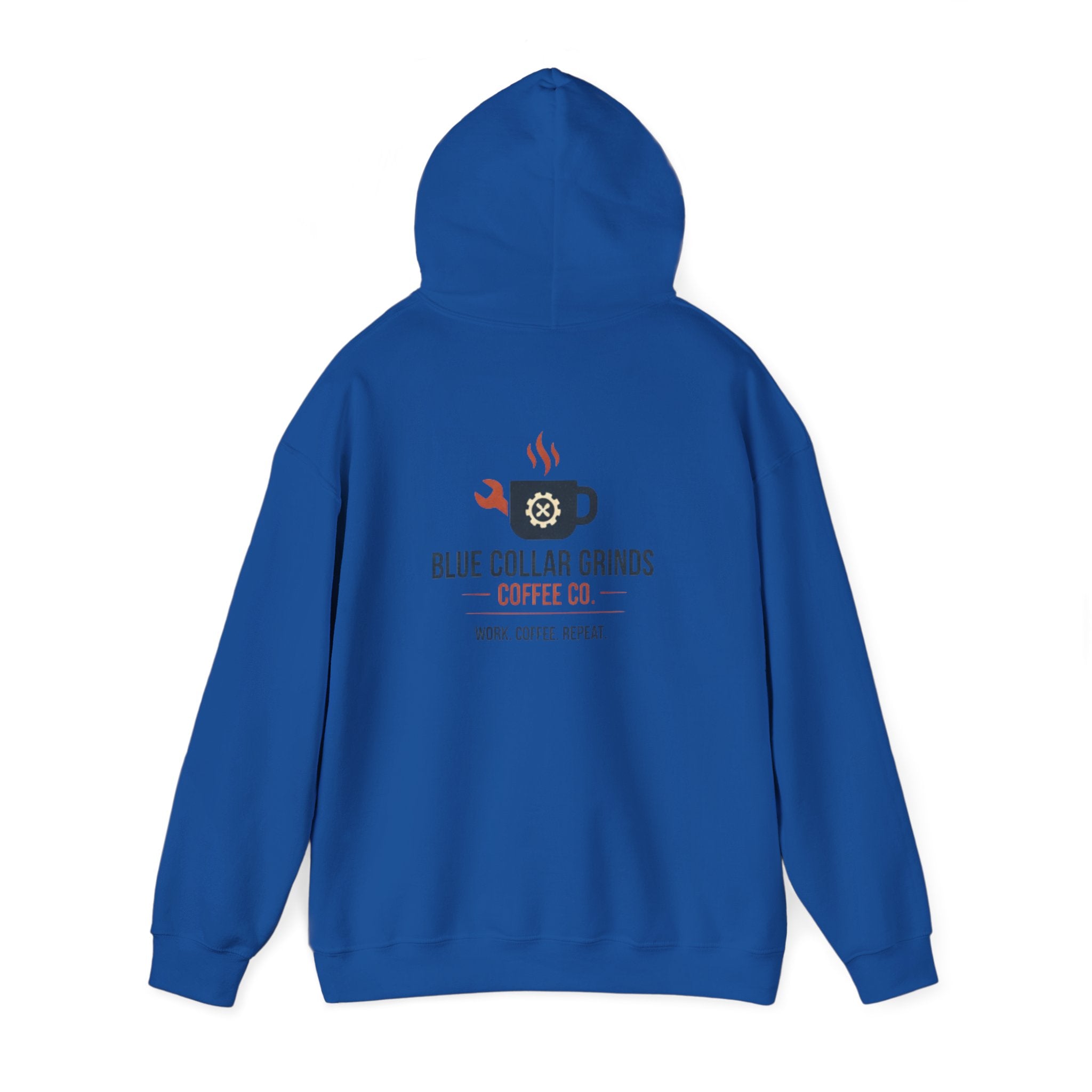 Blue Collar Grinds Coffee Co. Hoodie – Work. Coffee. Repeat. Graphic Pullover